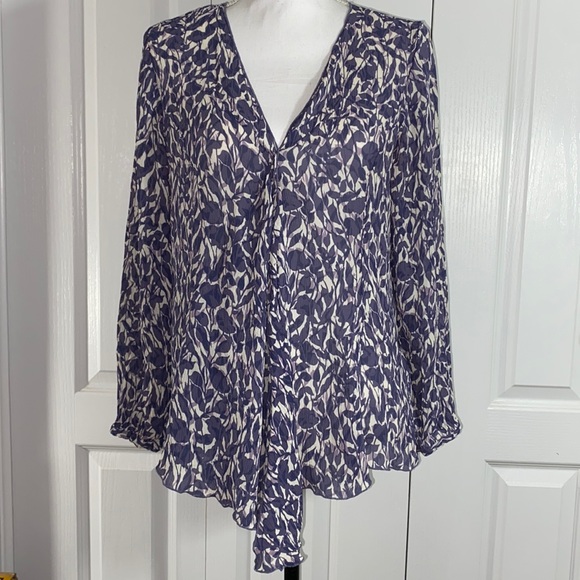 J. Jill Tops - J.Jill Purple & Cream Vine Print Blouse Size XLarge